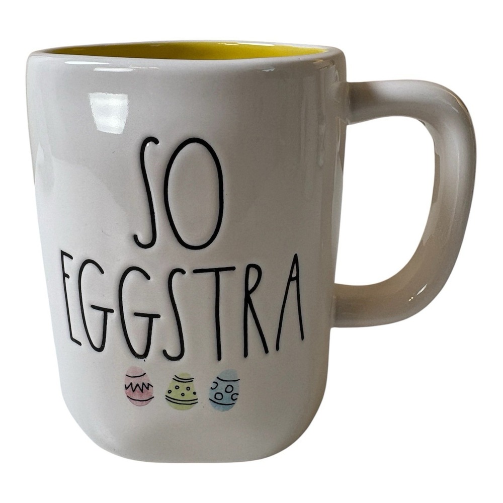Rae Dunn Artisan Collection by Magenta So Eggstra Easter Mug Cup Yellow Interior